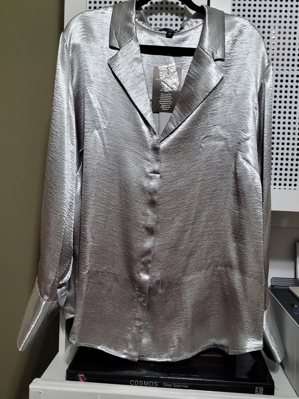 ellos Shimmery Silver Satin Top